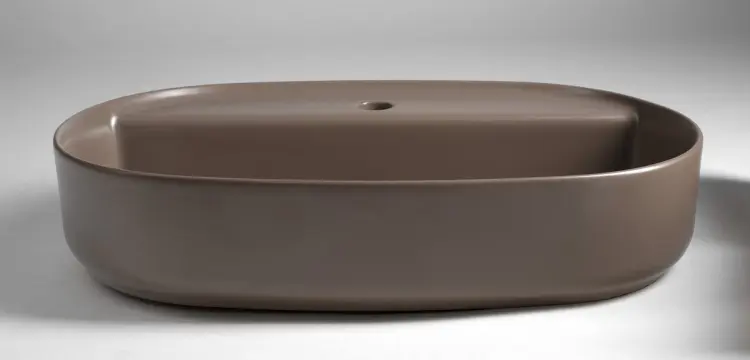 INFINITY OVAL umywalka ceramiczna nablatowa, 60x40 cm, taupe 10NF65060-2H bok