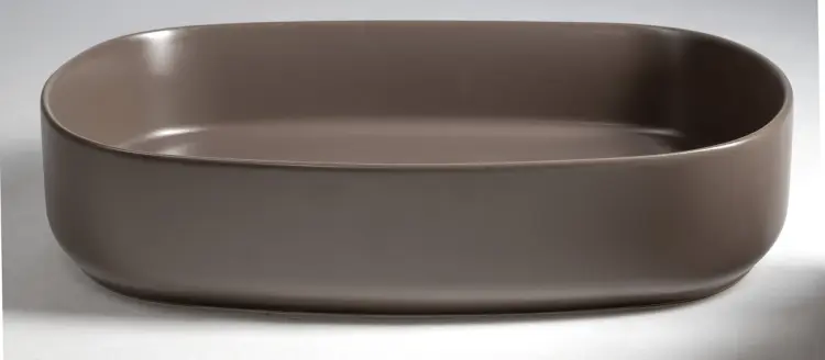 INFINITY OVAL umywalka ceramiczna nablatowa 55x36 cm, taupe 10NF65055-2H bok