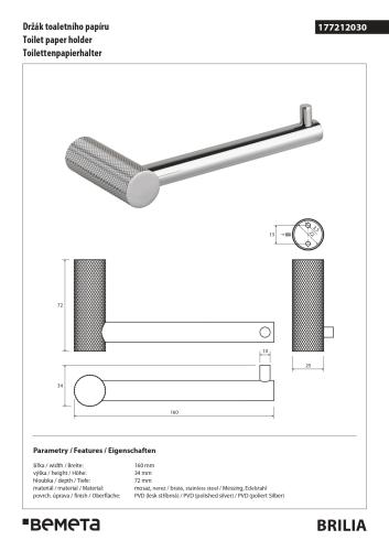BRILIA Wieszak na papier toaletowy 177212030 wymiary