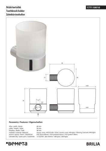 BRILIA Kubek szklany 177110010 wymiary