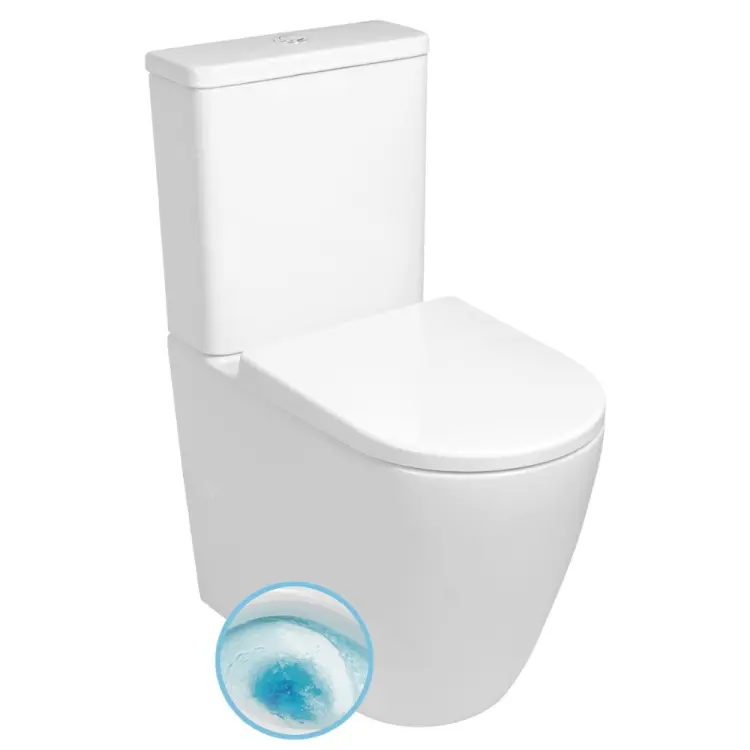 TURKU kompakt WC, Vortex Rimless, odpływ poziomy/pionowy, biały PC104V