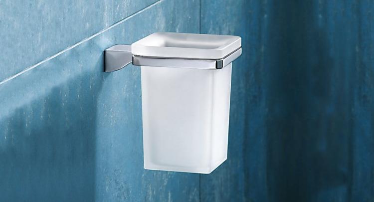 GLAMOUR Kubek na szczoteczki chrom/szkło mleczne 5710