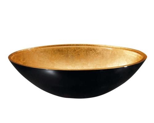 MURANO BLACK-GOLD Umywalka szklana ⌀40x14 cm AL5318-77