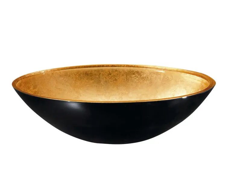 MURANO BLACK-GOLD Umywalka szklana ⌀40x14 cm AL5318-77