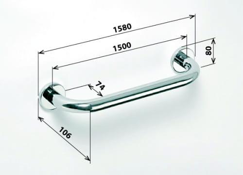 Poręcz łazienkowa prosta 150 cm stal nierdzewna 301101501, wymiary