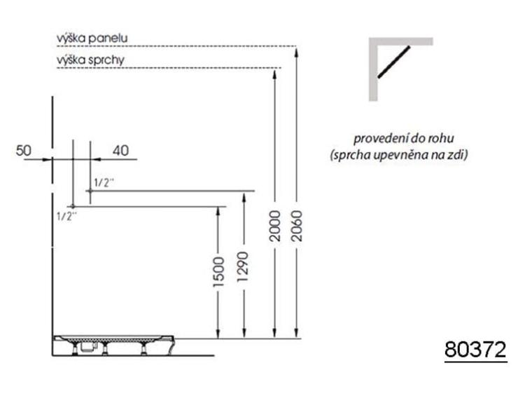 MOLA Panel prysznicowy z termostatem 130x21 cm, montaż narożny 80372