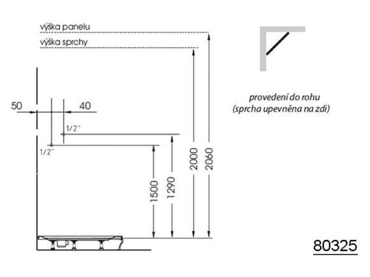 LUK Panel prysznicowy z termostatem 130x25 cm, montaż narożny 80325