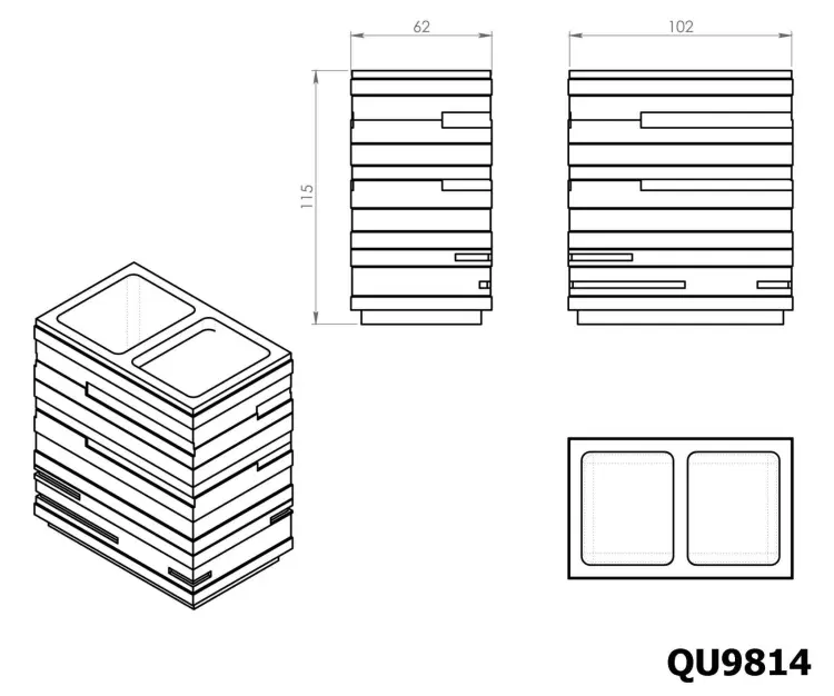 QUADROTTO Kubek stojący, czarny QU9814