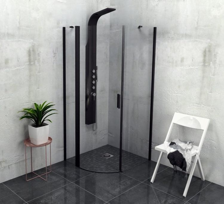 ZOOM BLACK Kabina prysznicowa narożna półokrągła lewa 90x90x200 cm ZL2615BL