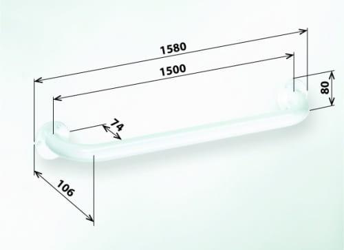 Poręcz łazienkowa prosta 150 cm kolor biały 301101504, wymiary