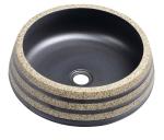 PRIORI Umywalka ceramiczna nablatowa, okrągła 41x15 cm, czarna/kamień PI021