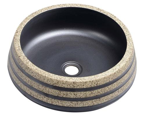 PRIORI Umywalka ceramiczna nablatowa, okrągła 41x15 cm, czarna/kamień PI021