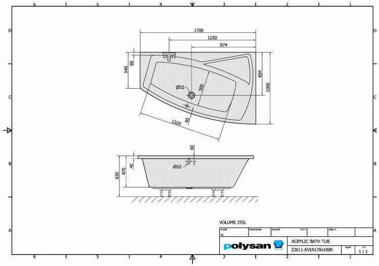 EVIA Wanna akrylowa asymetryczna 170x100 cm (prawa) 22611 karta produktu