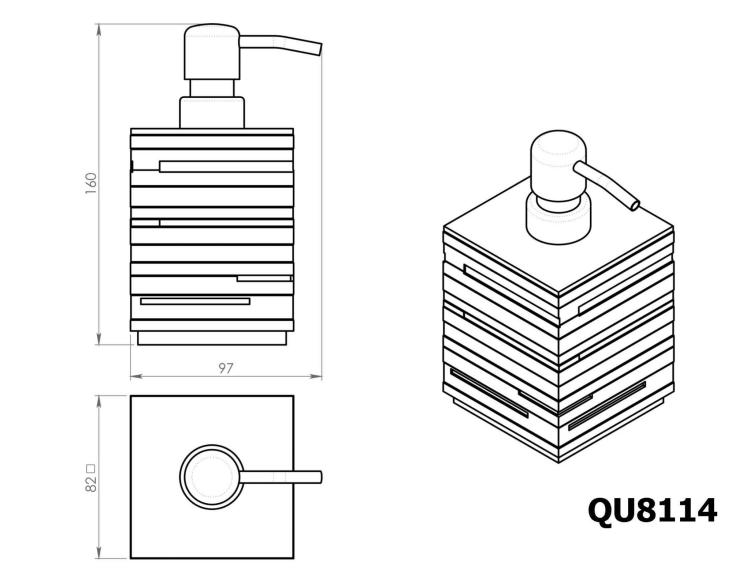QUADROTTO Dozownik mydła stojący, czarny QU8114