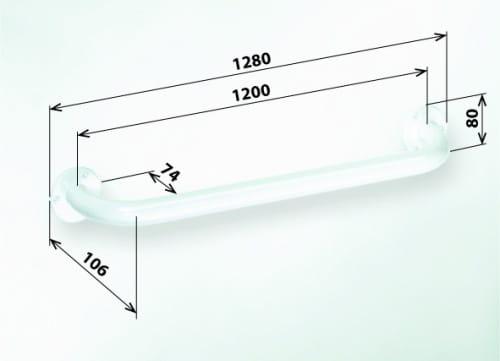Poręcz łazienkowa prosta 120 cm kolor biały 301101204, wymiary