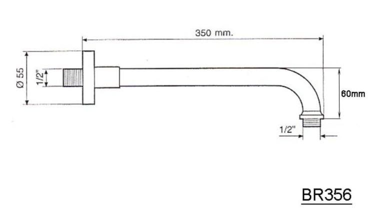 Ramię deszczowni ścienne, brąz 35 cm BR356