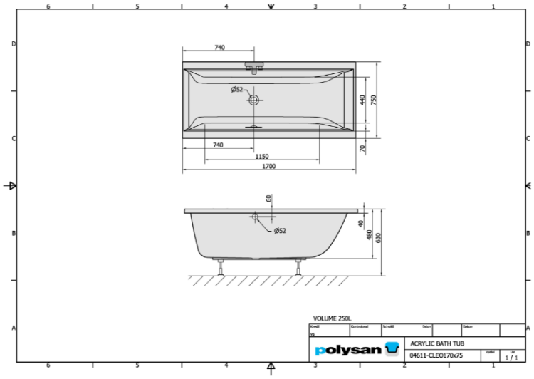 CLEO Wanna akrylowa prostokątna 180x80 cm 95611 karta produktu