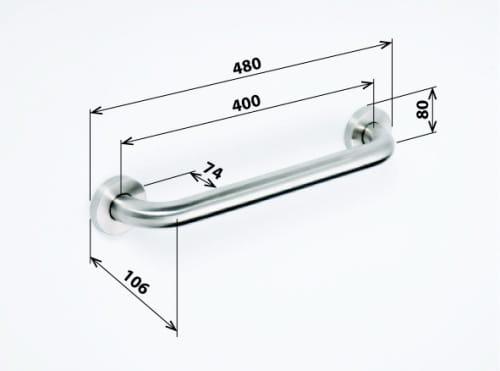 Poręcz łazienkowa prosta 40 cm stal nierdzewna szczotkowana 301100402 , wymiary