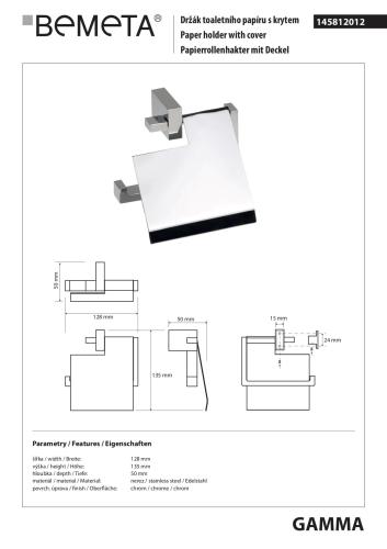 GAMMA Wieszak na papier toaletowy 145812012 - rysunek