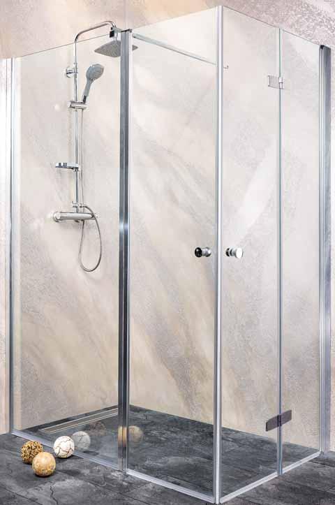 DUET Kabina prysznicowa narożna prostokątna, prawa 80x150x195 cm drzwi składano-skrzydłowe M1281FRMT150
