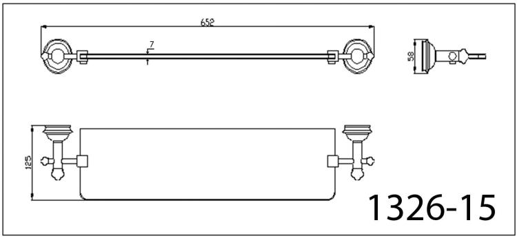 ASTOR Półka szklana 650 mm brąz 1326-15 wymiary
