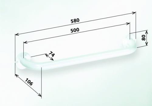 Poręcz łazienkowa prosta 50 cm kolor biały 301100504 , wymiary