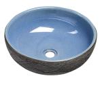 PRIORI Umywalka ceramiczna nablatowa, okrągła 41x15 cm, niebiesko-szara PI020
