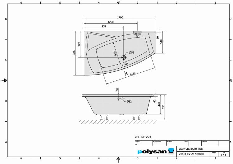 EVIA Wanna akrylowa asymetryczna 170x100 cm (lewa) 21611 karta produktu