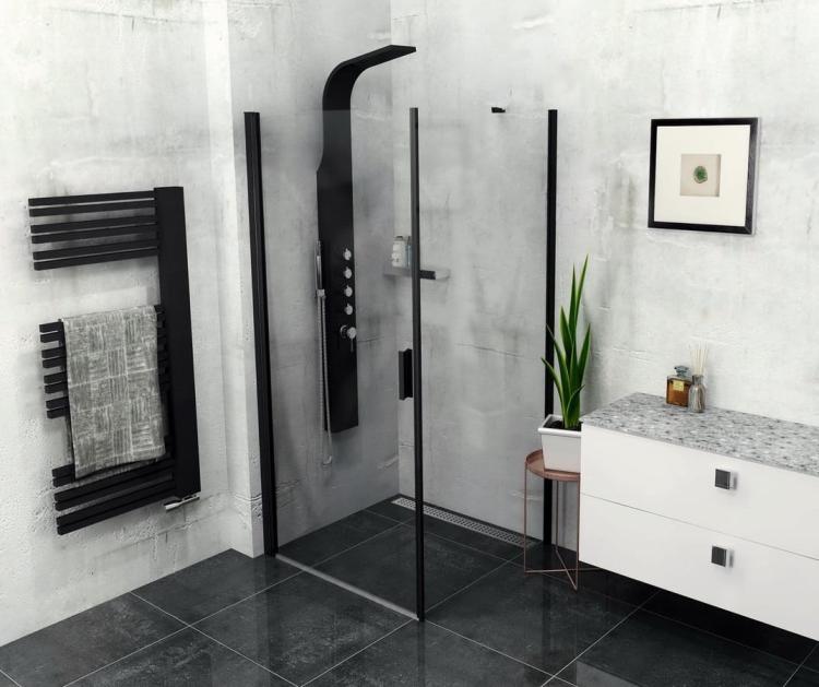 ZOOM BLACK Kabina prysznicowa narożna kwadratowa 80x80x200 cm ZL1280BZL3280B , czarny mat