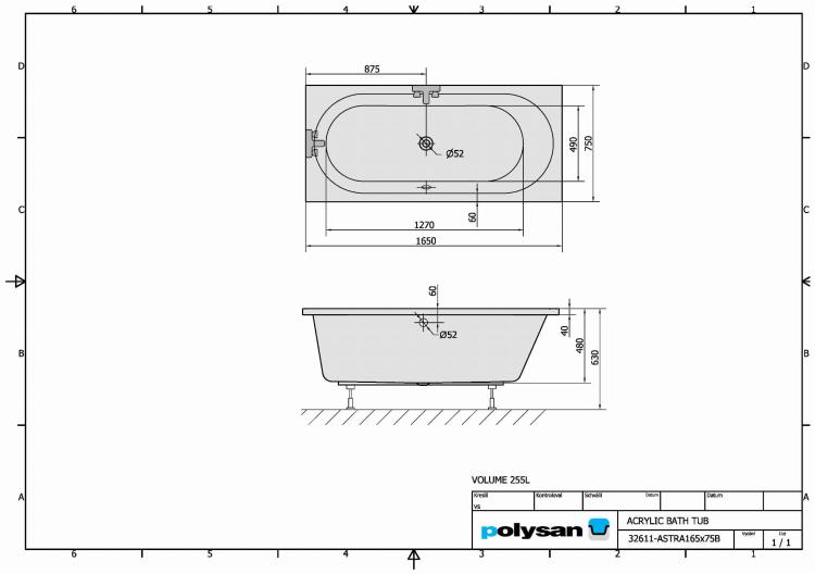 ASTRA B Wanna akrylowa prostokątna 165x75 cm 32611 karta produktu