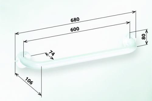 Poręcz łazienkowa prosta 60 cm kolor biały 301100604, wymiary