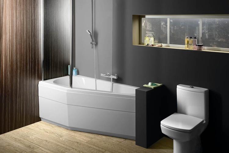 TIGRA Wanna akrylowa asymetryczna 150x75 cm (lewa) 72928 w zabudowie