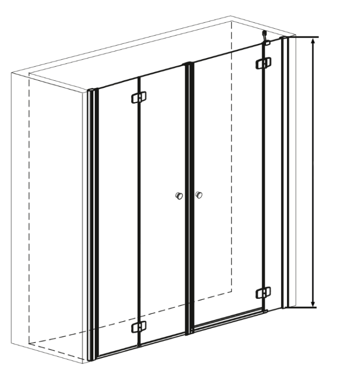 SYMPHONY Drzwi prysznicowe do wnęki skrzydłowo-składane 200x195 cm M12121RM1290FL wymiary