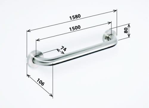 Poręcz łazienkowa prosta 150 cm stal nierdzewna szczotkowana 301101502 , wymiary