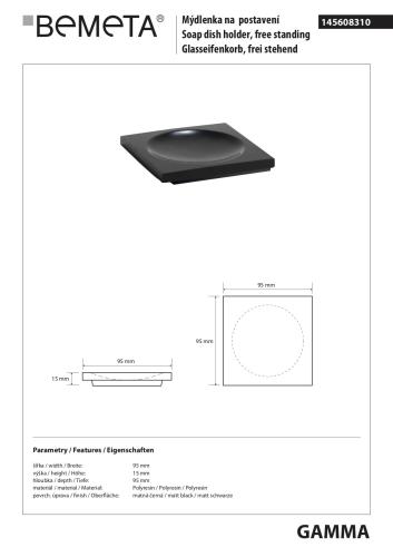 GAMMA Mydelniczka czarna 145608310 - rysunek techniczny