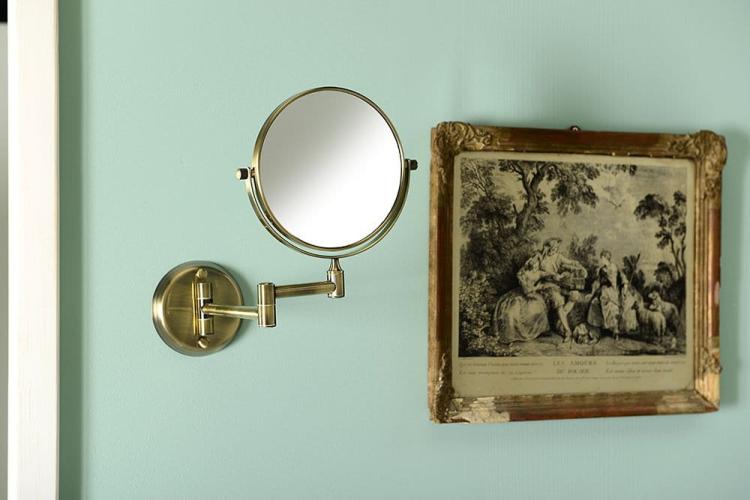 Lusterko kosmetyczne naścienne ⌀133 mm, brąz 106101697, aranżacja