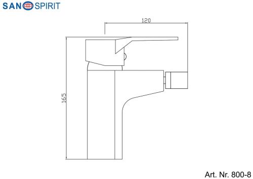 SANOSPIRIT Bateria bidetowa stojaca, chrom połysk 800-8, wymiary