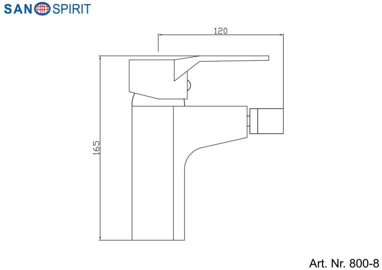 SANOSPIRIT Bateria bidetowa stojaca, chrom połysk 800-8, wymiary