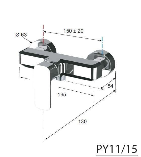 SPY Bateria prysznicowa ścienna, czarny mat PY11/15
