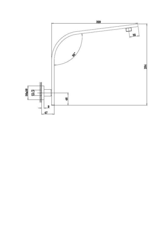 Ramię deszczowni ścienne, 329 mm 9002