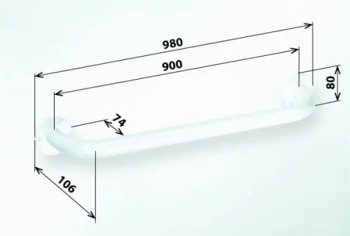 HELP Poręcz prosta 90 cm kolor biały 301100904, wymiary