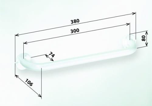 Poręcz łazienkowa prosta 30 cm kolor biały 301100304, wymiary