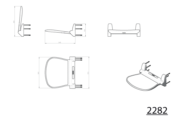 SOUND Siedzisko prysznicowe składane 37,6x34,5 cm 2282 - rysunek techniczny.png