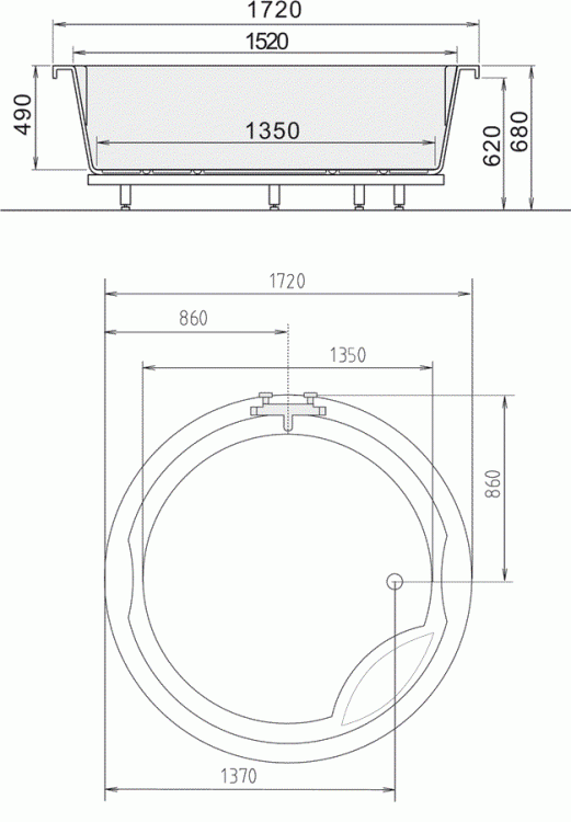 ROYAL ROUND Wanna akrylowa okrągła 172 cm 73211 rysunek